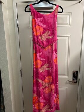 Vintage/Retro CDC Pink and Orange Printed Rayon Dress
